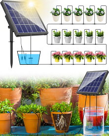 ソーラー 自動水やり器 自動給水器 ソーラー エアーポンプ 水やり 自動 水やり器 植物 自動 散水タイマー 15鉢対応可能 給水システムタイマー装置 留守 盆栽 庭園 花植 木鉢 ガーデニング 15mホース付き 日本語取扱説明書付き