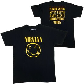 ニルヴァーナ・NIRVANA・YELLOW SMILEY FLOWER SNIFFIN・UK版・S-XXLサイズ・大きいサイズ・Tシャツ・ロックTシャツ・オフィシャル バンドTシャツ
