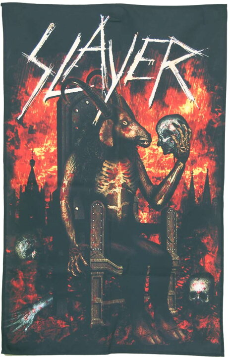 楽天市場 スレイヤー Tシャツ Slayer Devil On Throne 布ポスター Textile Poster オフィシャル ポスターフラッグ Dragtrain ドラッグトレイン