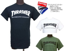 スラッシャー THRASHER MAGAZINE LOGO Tシャツ ミディアムサイズ ステッカー プレゼント 正規品