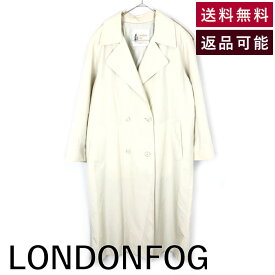 ＼3300円以上購入で30％OFF／【中古】ロンドンフォグ LONDONFOG トレンチコート スプリングコート オーバーサイズ 肩パッド クリーム色 送料無料 g0704k006-1012 返品可 古着 中古 ブランド古着DB