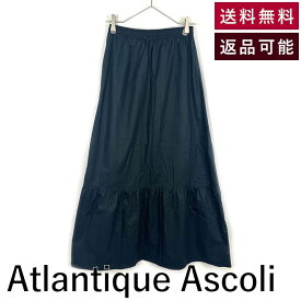 【中古】アトランティックアスコリ Atlantique Ascoli フレアスカート ティアード ウエストゴム ネイビー 紺 送料無料 6524-343-1409 h0521y005 返品可 古着 中古 ブランド古着DB