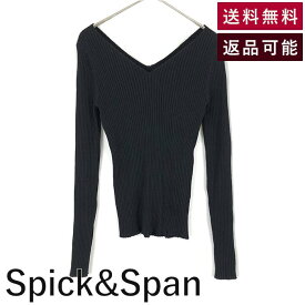 【中古】スピック＆スパン Spick&Span Vネックニット 細リブ シンプル そでスリット フィット感 ブラック 黒 送料無料 18-080-200-4030-3-0 h0805m0150 返品可 古着 中古 ブランド古着DB