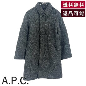【中古】アーペーセー A.P.C. ツイードコート ヘリンボーン 襟付き きれいめ グレー ブラック 送料無料 23151-1-28691 h0523n00225 返品可 古着 中古 ブランド古着DB