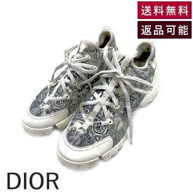 【中古】ディオール DIOR スニーカー 厚底 ストレッチ 柄 おしゃれ ホワイト ネイビー 送料無料 i0320lq01766 返品可 古着 中古 ブランド古着DB