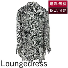 【中古】ラウンジドレス LOUNGEDRESS シアーブラウス ゼブラ柄 チュニック丈 透け感 ブラック ホワイト 送料無料 i0417m0173 返品可 古着 中古 ブランド古着DB