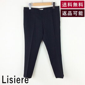 大特価!＼割引商品／【中古】【福袋対象】 リジエール Lisiere ウールパンツ 黒 クロップド テーパードパンツ 裾スリット 6512-299-0114　65122990114 F822A030-F0921 送料無料 返品可 古着 中古 ブランド古着DB 割引