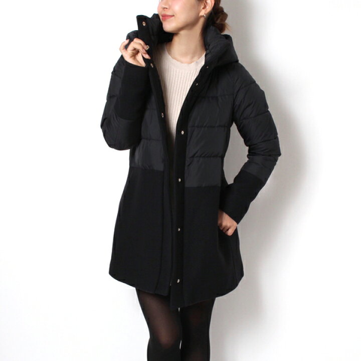 楽天市場】ヘルノ HERNO ウール切替 フード付 ダウンコート【ブラック  