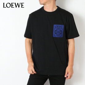 24SSモデルロエベ LOEWE メンズ RELAXED FIT T SHIRT ボックス刺しゅう Tシャツ【BLACK】H526Y22XAT 1100/【2024SS】m-tops