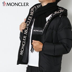 モンクレール MONCLER 中綿ロゴチケット ウールマフラー【ブラック】3C00019 A0152 999/【2023-24AW】goods
