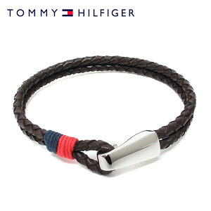 【オータムセール】トミー・ヒルフィガー TOMMY HILFIGER CASUAL レザー ブレスレット メンズ【ブラウン×シルバー】2700671 /accessory