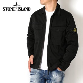 24SSモデルストーンアイランド STONE ISLAND バッジワッペン付き ストレッチコットン ジップシャツ【V0029 BLACK】10812 V0029/【2024SS】m-tops