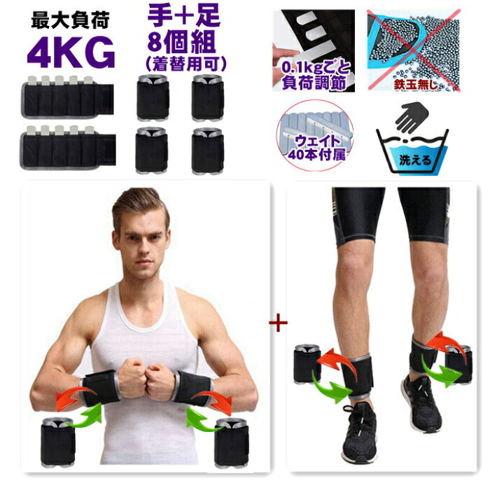 楽天市場】リストウェイト アンクルウェイト 1kg 4kg 8個組 手首 