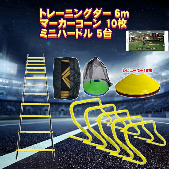 楽天市場】トレーニング ミニ ハードル ラダー 6m 折り畳み式 5個 