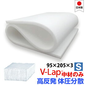 カバー無し中材のみ！ 体圧分散 シングル 95×205×3cm テイジン【V-Lap】マットレス テイジン v-lap 敷布団 日本製 敷布団 高反発マットレス マットレストッパー 資材 固わた マットレス トッパー 帝人 TEIJIN u000760