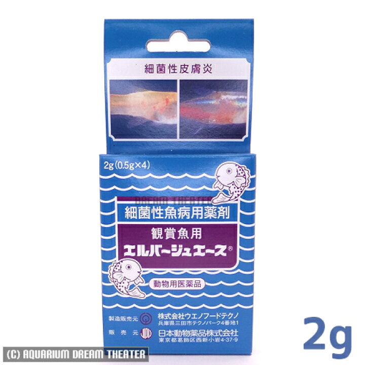 楽天市場 病魚薬 魚病薬 エルバージュエース 2g 0 5g 4 皮膚炎 穴あき病 尾ぐされの治療 熱帯魚 金魚 薬動物用医薬品 アクアリウム ドリームシアター