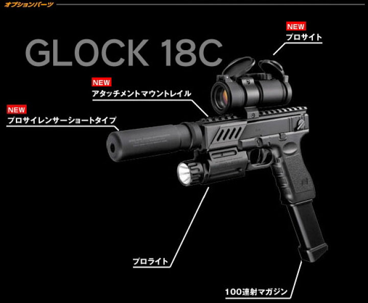 楽天市場】電動ハンドガン グロック18C用 アタッチメント マウント 
