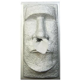 おもしろ雑貨『ティッシュケース』モアイ　シルバー