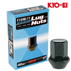 ダットサン ホイールナット D22系 M12xP1.25 テーパー座用 ラグナット ブラック 17HEX ナット24個入 KYO-EI(協永産業) F103B-17-20P+F103B-17x4