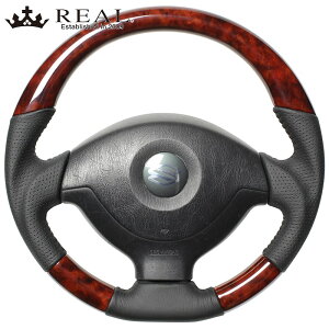 ジムニー ステアリング JB23W H16/10-H26/8 ブラウンウッド REAL(レアル) JB-BRW-BK