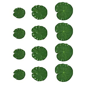 12枚 蓮の葉 造花 グリーン 人工蓮葉 スイレンパッド装飾品 10cm 13cm 18cm 人工観葉植物 水族館 ホームガーデン 水槽 飾り 蓮