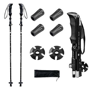 トレッキングポール 登山用品 2本セット しんしゅく 折りたたみ 軽量 ステッキ アルミ製 5段伸縮式 2本詰め 登山ストック 荷重力が強い ウォーキングポール コンパクト 長さ調整可能 環境に