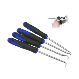 ピックアップツール ピックツール 精密フックセット 4本組 オイルシール 工具 O リング ユニバーサル スパナ (青)