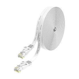 LANケーブル 20m CAT6 フラットlanケーブル カテゴリー6 コネクタ 32AWG 250MHz CAT6準拠ランケーブル RJ45ギガビット対応 配線しやすい イーサネットケーブル ツメ折れ防止 家庭/オフィス/ゲーム機用 ホワイト