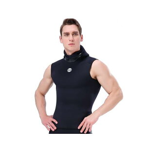 ウェットスーツ 3mm メンズ ウェットベスト フード ベスト インナー 保温 裏ジャージ フィッシン スピアフィッシング 素潜り 釣り 1403B (M)