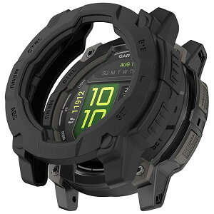 Garmin Instinct 3 45mm �Ή� �P�[�X �V���R���ގ� �ی�P�[�X �J�o�[ �Ռ��z�� ���y�� �_�� �Ռ��h�~ �C�菝�h�~ �ی�J�o�[ Garmin Instinct 3 45mm �p (�u���b�N)