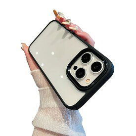 iPhone 16 Pro Max ケース クリア 透明 アイフォン iPhone16 Pro Max ケース カバー 2色 配色 薄型 可愛い レディース 背面ケース ハードケース,黒