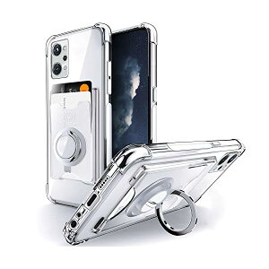 Oppo Reno9 A ケース Reno7 A ケース リング スタンド 背面 3枚カード収納 財布 耐衝撃 耐久 すり傷防止 滑り止め 四隅衝撃吸収 透明 TPU オッポ リノ9a/7a カバー - クリア