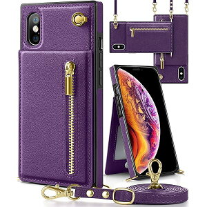 iphone X/iphone XSケース手帳型 iphone X/iphone XSスマホ ケース 財布型 iPhone X/iphone XS適用 携帯ケース 肩掛け 首かけ 斜めがけ ショルダー アイフォンX/XS ケース手帳型 背面 カード収