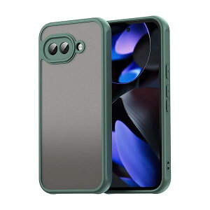 For Google Pixel 9a ケース Google Pixel 9a カバー マット感 半透明 TPU+PC レンズ保護 薄型 指紋防止 落下防止 安心保護 軽量 全面保護カバー (グリーン)