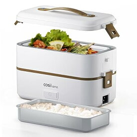 Cosi home 弁当箱炊飯器 最短20分高速炊き 炊飯器 一人暮らし お米おかずを調理 ライスクッカー 空炊き防止機能付き 2段式 ホワイト