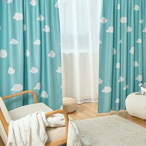 子供部屋 遮光カーテン かわいい 白い雲のカーテンパネル 高密度な生地 三層織り 目隠し 断熱カーテン 女の子 子ども部屋 幼稚園にピッタリ2枚セット 幅150cm丈200cm