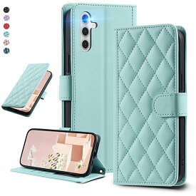 UnivoColors Galaxy S24 FE (SM-S721Q/SCG30) キルティングレザー調 手帳型ケース エレガント 高質PU マグネット開閉式 カード収納機能 スタンド機能 液晶全面保護 レンズ保護 ストラップ付属(ミントグリーン)