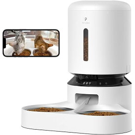 自動給餌器 猫 犬 カメラ付き 1080P スマホ遠隔操作 5GWifi対応 1日10食 録音 マイク 双方向会話 手動給餌 2Way給電 詰まり防止センサー 残量不足検知 動体検知 音声検知 分解洗浄 5L大容量 多頭飼い