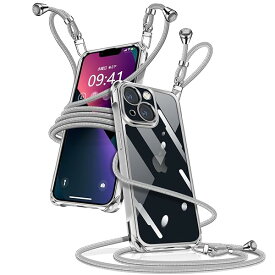 iPhone13 mini ケース クリア ショルダー iPhone13mini スマホケース アイフォン13mini カバー 肩掛け 斜めかけ 縄掛けケース 透明 薄型 軽量 TPU 携帯ケース 紐付き 斜めがけ 織りストラップ付き 長さ調整可能
