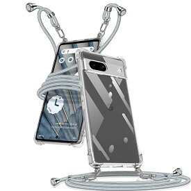 Google Pixel 7a ケース クリア ショルダー Google Pixel 7a スマホケース ピクセル7a カバー 肩掛け 斜めかけ 縄掛けケース 透明 薄型 軽量 TPU 携帯ケース 紐付き 斜めがけ 織りストラップ付き 長さ調整可能