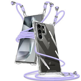Samsung Galaxy S24 Ultra 5G ケース クリア ショルダー ギャラクシーS24 ultra スマホケース SC-52E SCG26 カバー 肩掛け 斜めかけ 縄掛けケース 透明 薄型 軽量 TPU+PC 携帯ケース 紐付き 斜