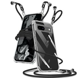 Google Pixel 8a ケース クリア ショルダー ピクセル8a カバー 携帯ストラップ Google Pixel 8a スマホケース 肩掛け 斜めかけ 縄掛けケース 透明 薄型 軽量 TPU 携帯ケース 紐付き 斜めがけ 織りストラップ付き