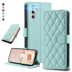 UnivoColors Galaxy S23 FE(SCG24 au)キルティングレザー調 手帳型ケース エレガント 高質PU マグネット開閉式 カード収納機能 スタンド機能 液晶全面保護 レンズ保護 ストラップ付属(ミントグリーン)