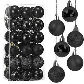 Taeku クリスマス オーナメント 36個入り ボールクリスマス ツリー 飾りフック付き DIY クリスマスツリー 雰囲気が 装飾 部屋 喫茶店 店舗デコレーション 新年 家庭用 直径4cm (ブラック)