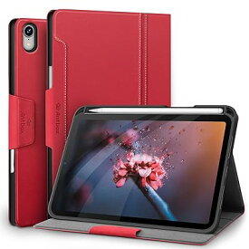 Antbox iPad Mini6 ケース ペンホルダー付き 高級PUレザー 8.3インチタブレットケースカバー オートスリープ＆スタンド機能付き 全面保護 防衝撃デザイン iPad Mini 6世代 ケース (Red)
