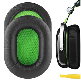 イヤーパッド QuickFit 互換性 パッド レイザー Razer BlackShark Stereo Gaming ヘッドホンに対応 パッド イヤー/イヤーカップ (プロテインレザー/ブラックグリーン)