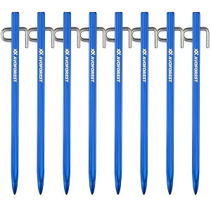 鍛造ペグ アルミ製 ペグ 超高強度 7A04アルミ合金 20cm/30cm 4本/8本セット ステンレス製フック 超軽量 錆びにくい テント用 タープ用 アウトドア/キャンプ 用品 岩場 砂浜 砂利 硬い土 芝生 (ブル