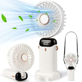 Noctiflorousハンディファン、電気量がどれくらいかわかるLEDの数表示があり（USB充電式）、ハンディー扇風機があって、涼風の中に淡い香りがする携帯扇風機があります (white)