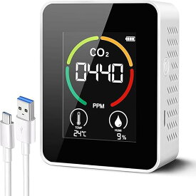 二酸化炭素濃度計 二酸化炭素検出器 CO2センサー 温度測定 湿度測定 3 in 1 高精度 NDIR方式 400-5