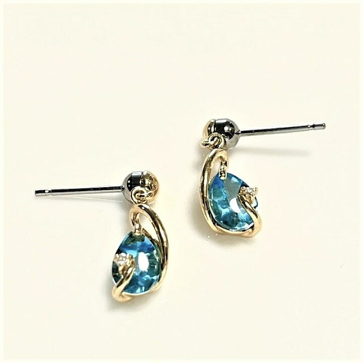 楽天市場】K18 18金ピアス FDAピアス ブルートパーズ ダイヤ 金属  